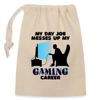 Career Gamer Statement Workaholic Work Job - Closable cotton gift bag (14x20cm) - nature - Front