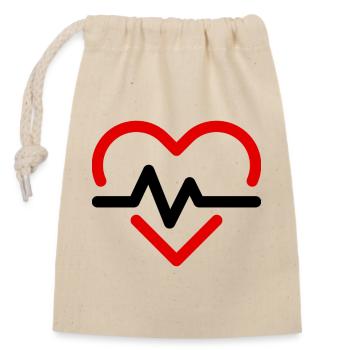 heart beat - Closable cotton gift bag (14x20cm) - nature - Front