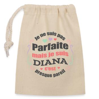 DIANA PARFAITE - PRENOM DIANA - Sac cadeau en coton avec cordon (14 x 20 cm) - nature - Devant
