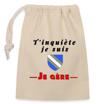 T'inquiète je suis champenois - Sac cadeau en coton avec cordon (14 x 20 cm) - nature - Devant