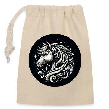 Horse head with stars - Closable cotton gift bag (14x20cm) - nature - Front