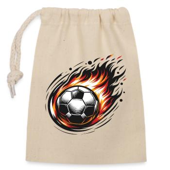 Un ballon de foot en feu - Sac cadeau en coton avec cordon (14 x 20 cm) - nature - Devant