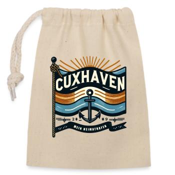 CUXHAVEN - MEIN HEIMATHAFEN - Verschließbarer Geschenkbeutel aus Baumwolle (14x20cm) - Natur - Vorne