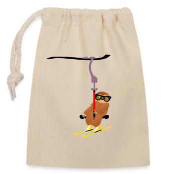WINTER SPORTS SKIING SLOTHS | LIFT - Closable cotton gift bag (14x20cm) - nature - Front