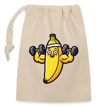 Une banane en pleine séance de musculation - Sac cadeau en coton avec cordon (14 x 20 cm) - nature - Devant