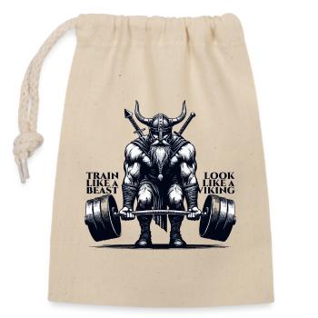 Cadeau de soulevé de terre Viking - Sac cadeau en coton avec cordon (14 x 20 cm) - nature - Devant