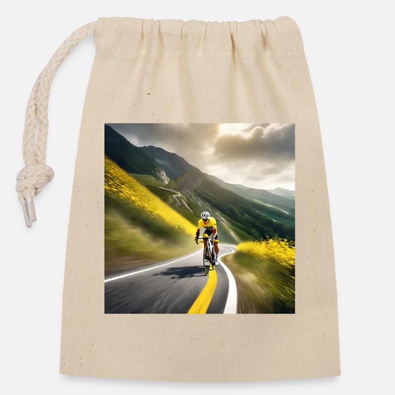 Chasing the Summit: A Yellow Jersey's Quest - Closable cotton gift bag (14x20cm) - nature