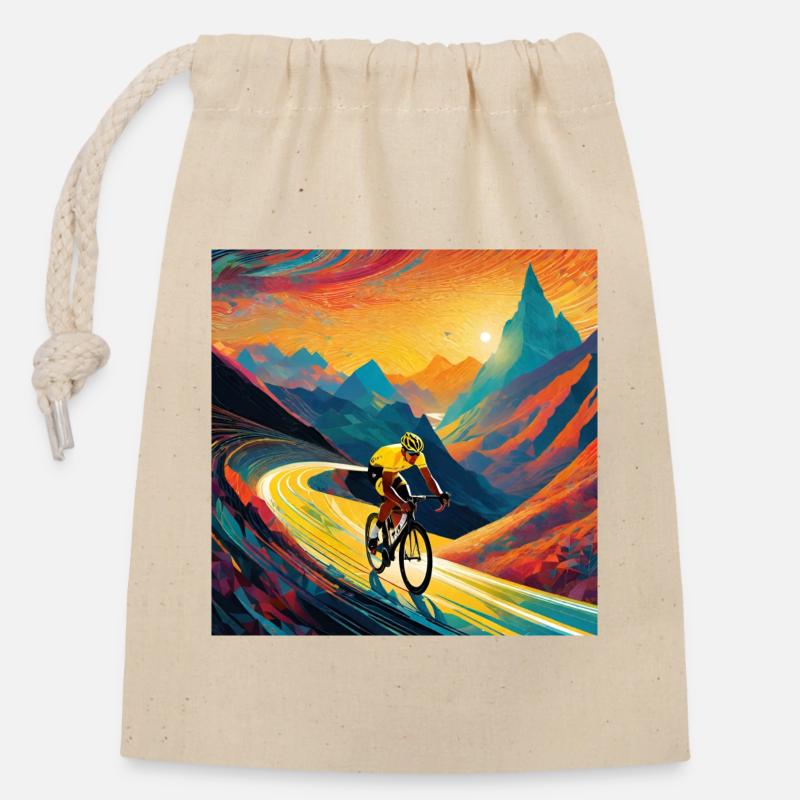 Cyclisme Colorwaves - Sac cadeau en coton avec cordon (14 x 20 cm) - nature
