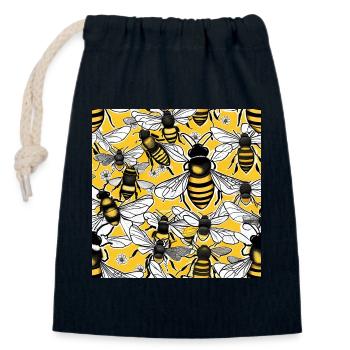 Inside the Beehive - Closable cotton gift bag (14x20cm) - navy - Front