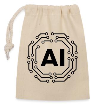 AI Icon Badge Logo Artificial Intelligence Logo - Verschließbarer Geschenkbeutel aus Baumwolle (14x20cm) - Natur - Vorne