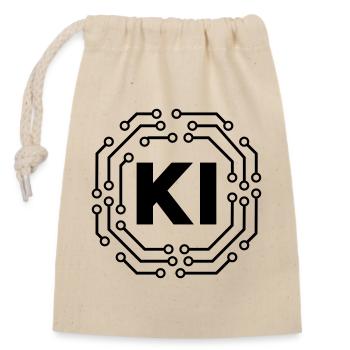 Künstliche Intelligenz Symbol Leiterbahnen Badge - Verschließbarer Geschenkbeutel aus Baumwolle (14x20cm) - Natur - Vorne