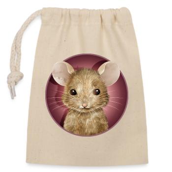 cute mouse looking out of the mouse hole - Closable cotton gift bag (14x20cm) - nature - Front