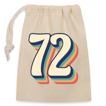 Vintage Retro T-Shirt Nummer 72 Zweiundsiebzig - Verschließbarer Geschenkbeutel aus Baumwolle (14x20cm) - Natur - Vorne