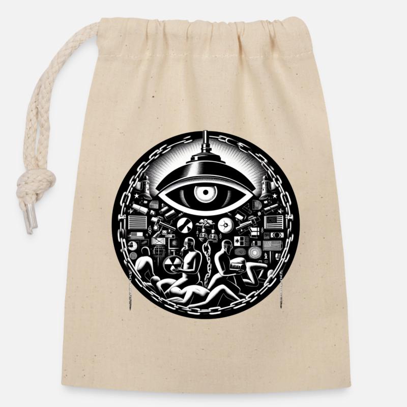 Technologie de l’œil - Sac cadeau en coton avec cordon (14 x 20 cm) - nature