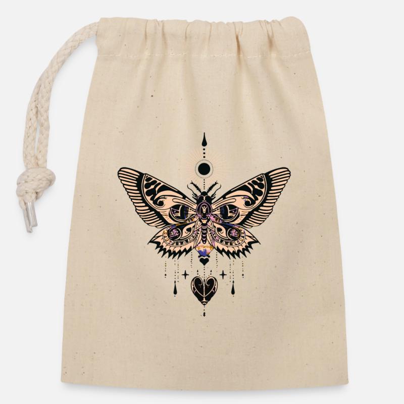 Conception de papillon mystique et d’aura céleste - Sac cadeau en coton avec cordon (14 x 20 cm) - nature