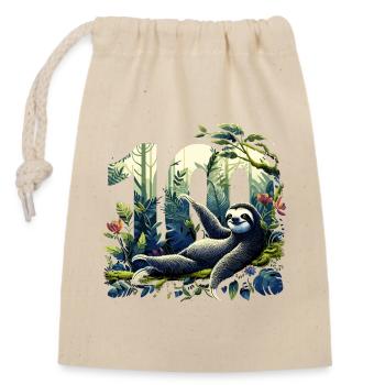 100 Years Sloth 100th Birthday Gift - Closable cotton gift bag (14x20cm) - nature - Front