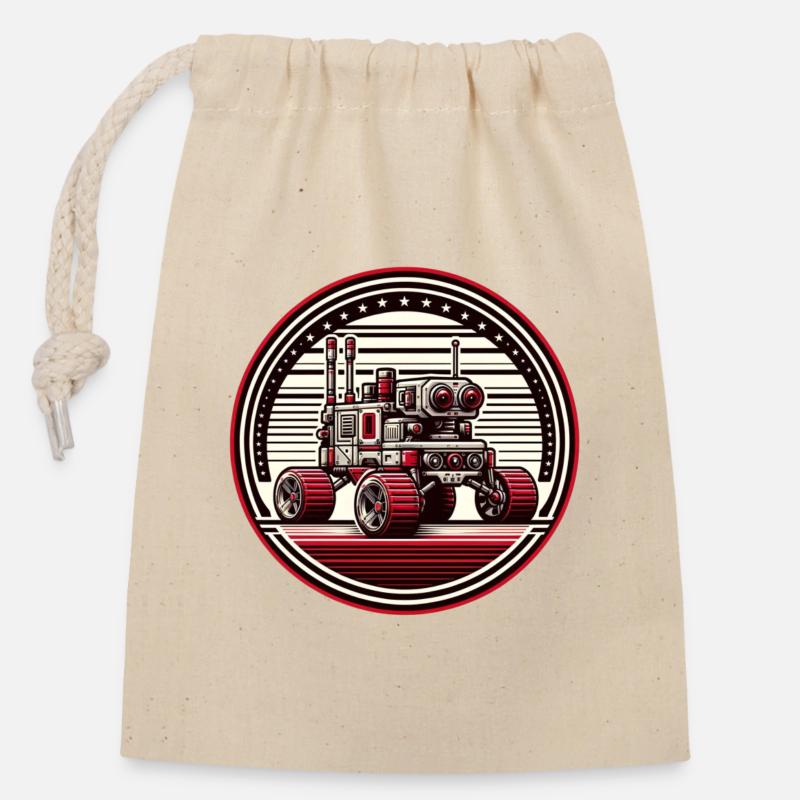 "Explorateur Céleste" - Insigne de Rover Spatial - Sac cadeau en coton avec cordon (14 x 20 cm) - nature