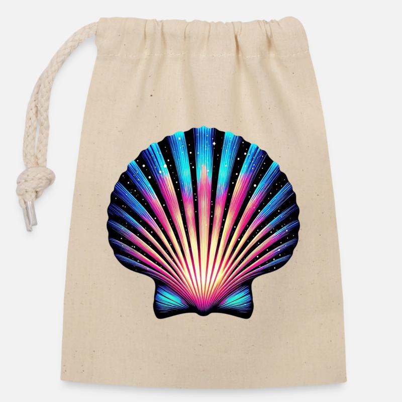 Coquille Saint-Jacques - Sac cadeau en coton avec cordon (14 x 20 cm) - nature