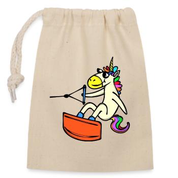 Wakeboard, Cascade, Sports nautiques, Wakesurf, Licorne - Sac cadeau en coton avec cordon (14 x 20 cm) - nature - Devant