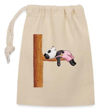 Panda fatigué - Sac cadeau en coton avec cordon (14 x 20 cm) - nature - Devant