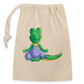 Crocodile méditant - Sac cadeau en coton avec cordon (14 x 20 cm) - nature - Devant