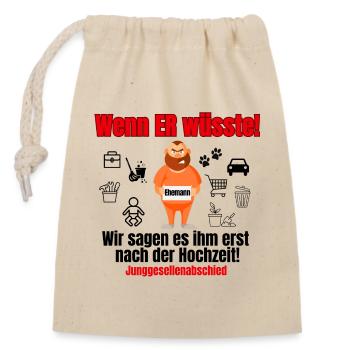 Bachelor party - Closable cotton gift bag (14x20cm) - nature - Front
