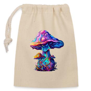 Psytrance Mushroom - Verschließbarer Geschenkbeutel aus Baumwolle (14x20cm) - Natur - Vorne
