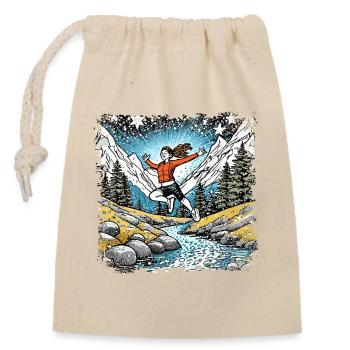 sporty girl | Mountain stream - Closable cotton gift bag (14x20cm) - nature - Front