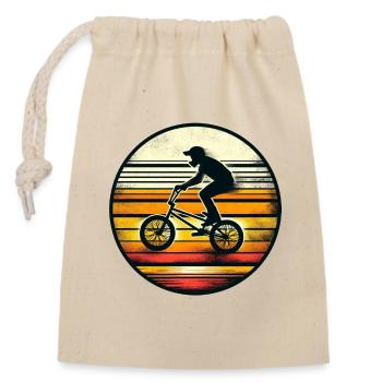 BMX Rider im Retro Sunset - Verschließbarer Geschenkbeutel aus Baumwolle (14x20cm) - Natur - Vorne