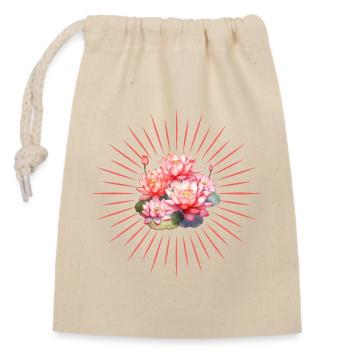 Yoga with rays of energy - Closable cotton gift bag (14x20cm) - nature - Front