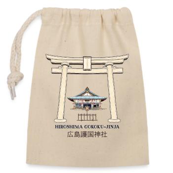 Hiroshima Japan, Gokoku- jinja torii, drawing - Closable cotton gift bag (14x20cm) - nature - Front