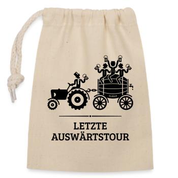 Letzte Auswärtstour (Trecker / Bierfass / JGA / B) - Verschließbarer Geschenkbeutel aus Baumwolle (14x20cm) - Natur - Vorne