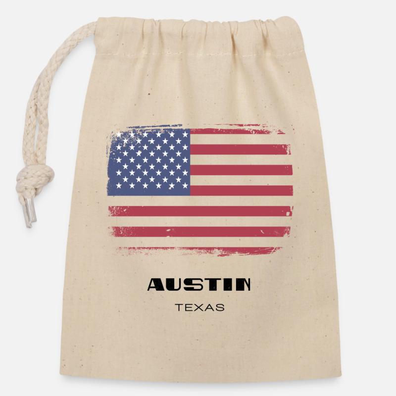Austin, Texas, États-Unis - Sac cadeau en coton avec cordon (14 x 20 cm) - nature