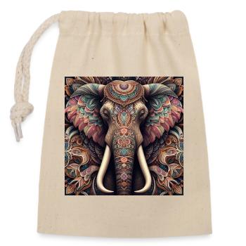 Decorated Elephant - Closable cotton gift bag (14x20cm) - nature - Front