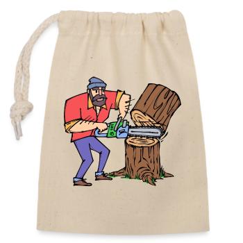 Wood Saw Sawdust Lumberjack Woodwork - Closable cotton gift bag (14x20cm) - nature - Front