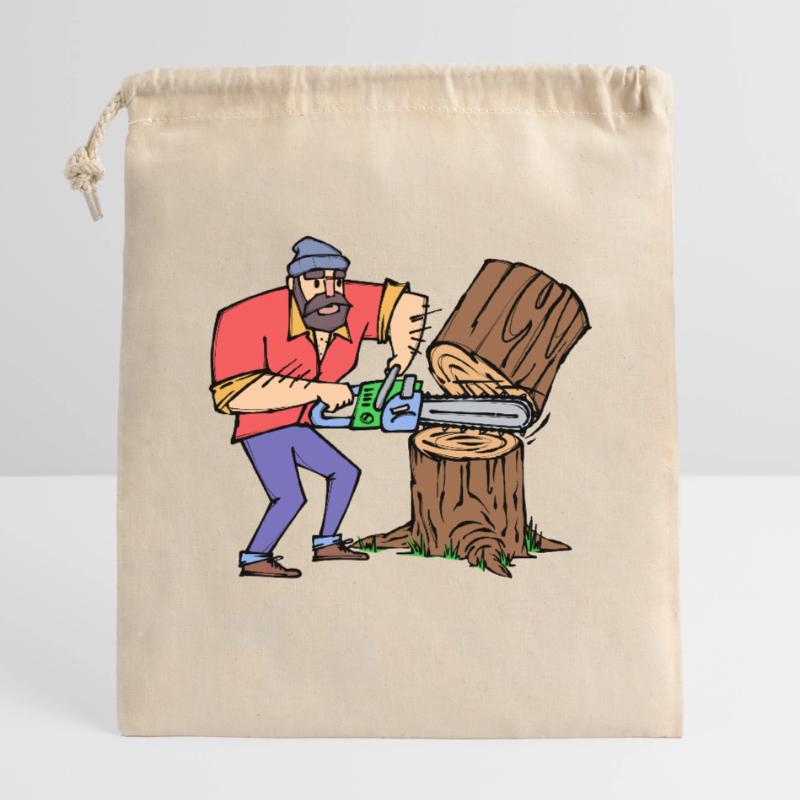 Sciure de bois sciure de bois bûcheron Sac cadeau en coton avec cordon (14 x 20 cm)