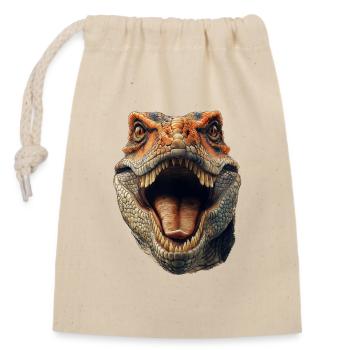 Tête de dinosaure - Sac cadeau en coton avec cordon (14 x 20 cm) - nature - Devant