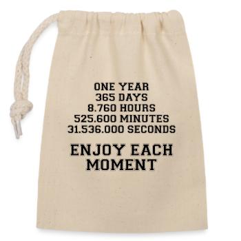 Enjoy the moment. Time as an element of life. - Closable cotton gift bag (14x20cm) - nature - Front