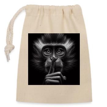 Un singe silencieux - Sac cadeau en coton avec cordon (14 x 20 cm) - nature - Devant