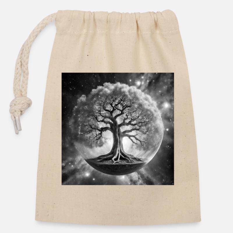 The Cosmic Yggdrasil - Closable cotton gift bag (14x20cm) - nature