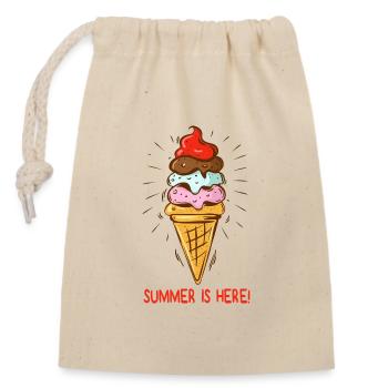 Eis Summer is here Eiscreme Eisdiele Sommerzeit - Verschließbarer Geschenkbeutel aus Baumwolle (14x20cm) - Natur - Vorne