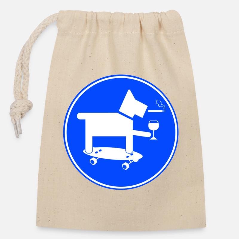 Skateboard Dog - Closable cotton gift bag (14x20cm) - nature