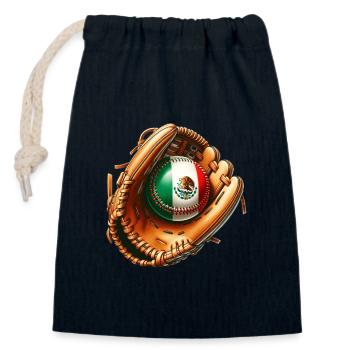 Motif du drapeau de baseball du Mexique - Sac cadeau en coton avec cordon (14 x 20 cm) - bleu marine - Devant
