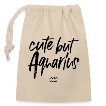 Astro Cute but Aquarius - Verschließbarer Geschenkbeutel aus Baumwolle (14x20cm) - Natur - Vorne