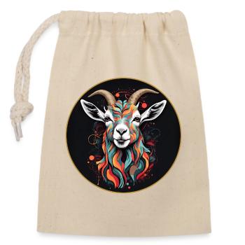 Colorful billy goat goat portrait - Closable cotton gift bag (14x20cm) - nature - Front