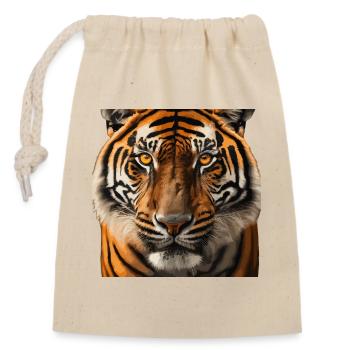 Wildtiger Portrait Kunstdruck - Verschließbarer Geschenkbeutel aus Baumwolle (14x20cm) - Natur - Vorne