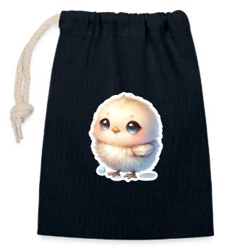 Un doux poussin de Pâques aux yeux bleus - Sac cadeau en coton avec cordon (14 x 20 cm) - bleu marine - Devant