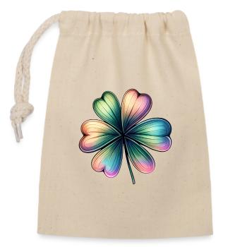 Saint Patrick's Colorful Shiny Shamrock - Closable cotton gift bag (14x20cm) - nature - Front