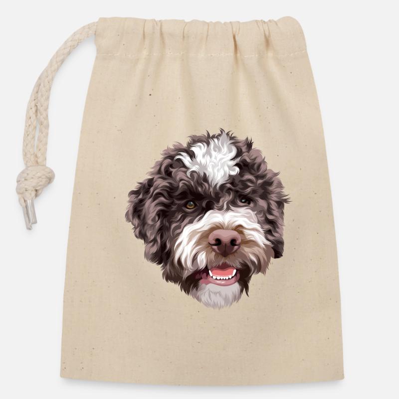 Lagotto Romagnolo - Verschließbarer Geschenkbeutel aus Baumwolle (14x20cm) - Natur
