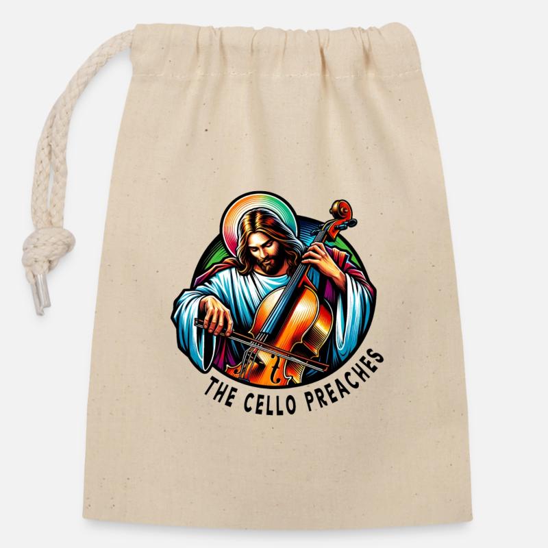 Das Cello predigt Jesus Christus - Verschließbarer Geschenkbeutel aus Baumwolle (14x20cm) - Natur